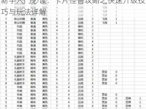 新手入门必读：卡片怪兽攻略之快速升级技巧与玩法详解