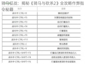 骑马征战：揭秘《骑马与砍杀2》全攻略作弊指令秘籍