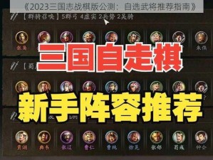 《2023三国志战棋版公测：自选武将推荐指南》