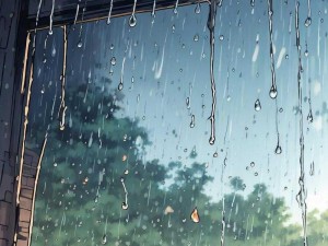 突然の雨に降られ雨宿 突然の雨に降られ、雨宿りすることになった