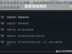 光影对决信誉积分详解：探究信誉系统在游戏中的重要性及其作用机制