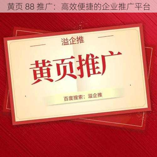 黄页 88 推广：高效便捷的企业推广平台