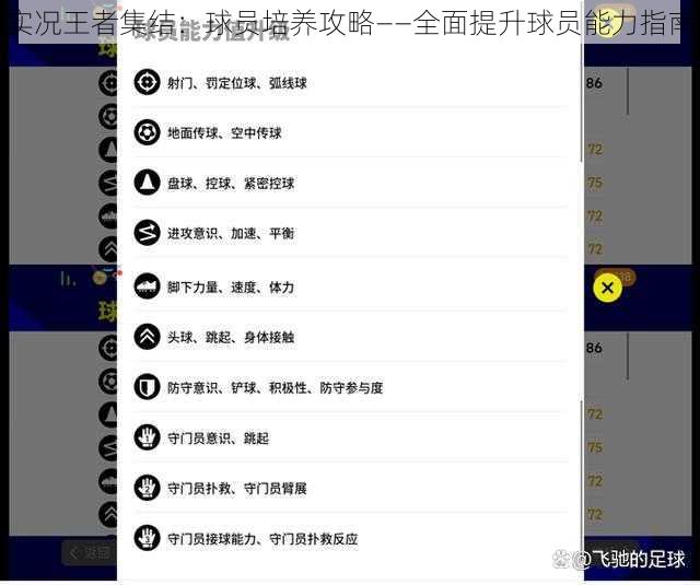 实况王者集结：球员培养攻略——全面提升球员能力指南
