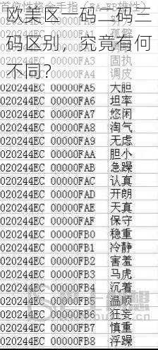 欧美区一码二码三码区别，究竟有何不同？