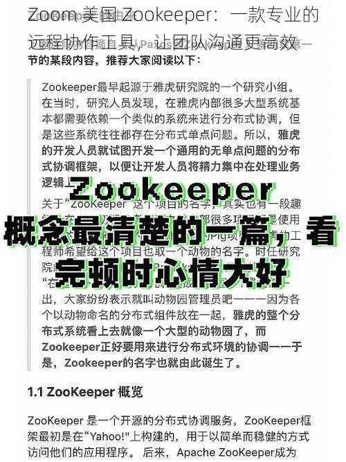 Zoom 美国 Zookeeper：一款专业的远程协作工具，让团队沟通更高效