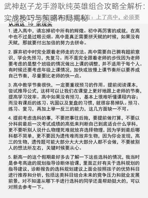 武神赵子龙手游耿纯英雄组合攻略全解析：实战技巧与策略布局揭秘