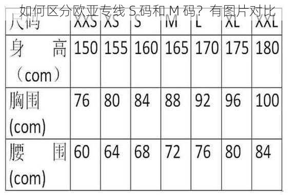 如何区分欧亚专线 S 码和 M 码？有图片对比