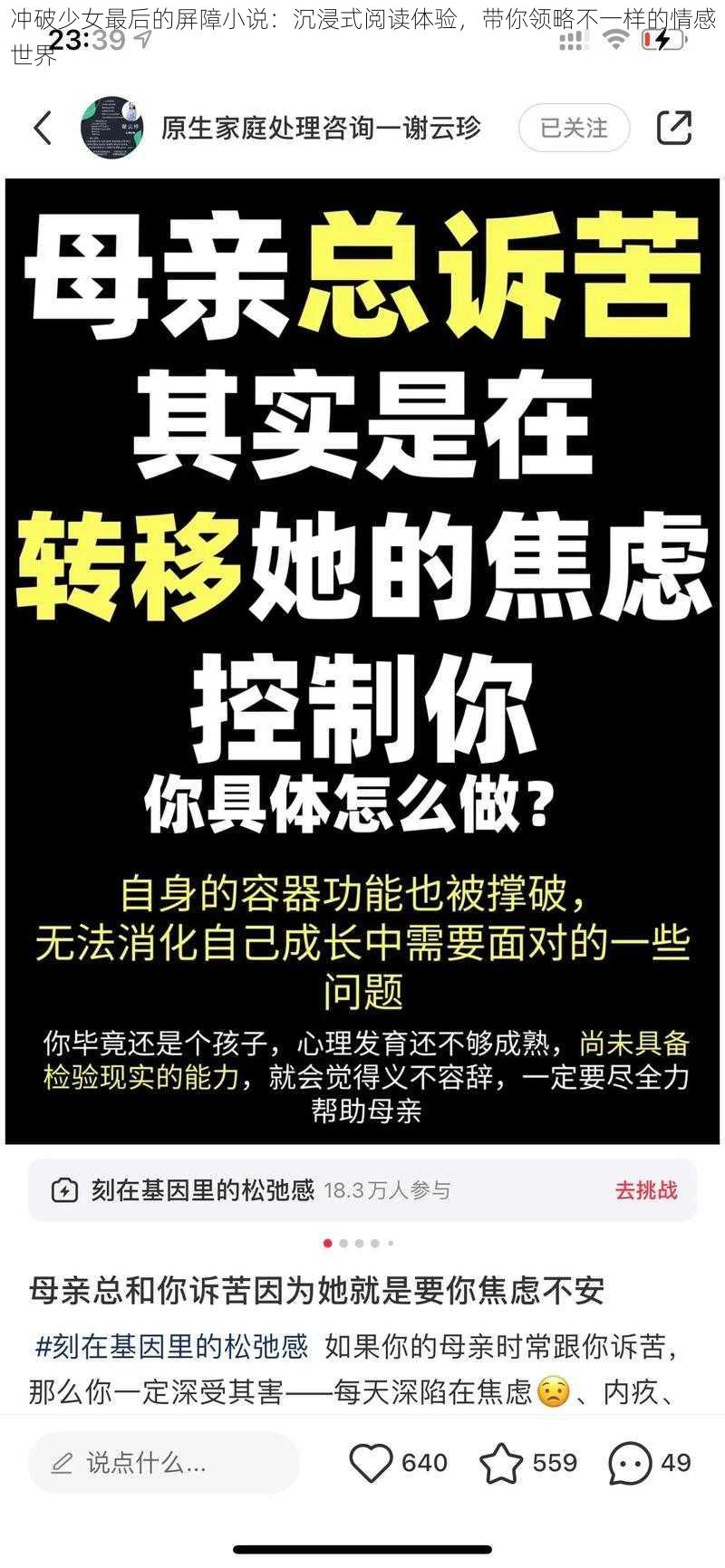 冲破少女最后的屏障小说：沉浸式阅读体验，带你领略不一样的情感世界