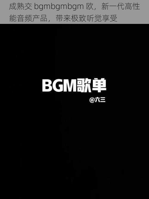 成熟交 bgmbgmbgm 欧，新一代高性能音频产品，带来极致听觉享受