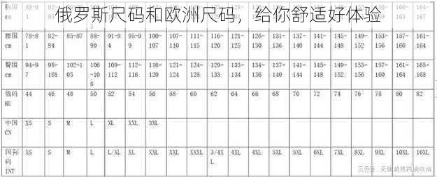 俄罗斯尺码和欧洲尺码，给你舒适好体验