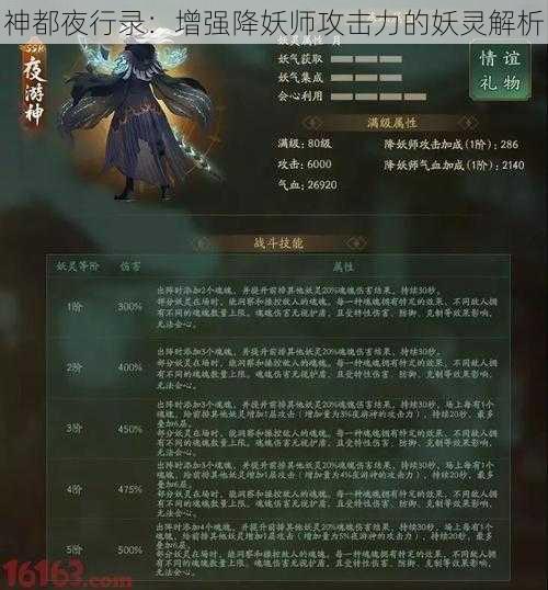 神都夜行录：增强降妖师攻击力的妖灵解析