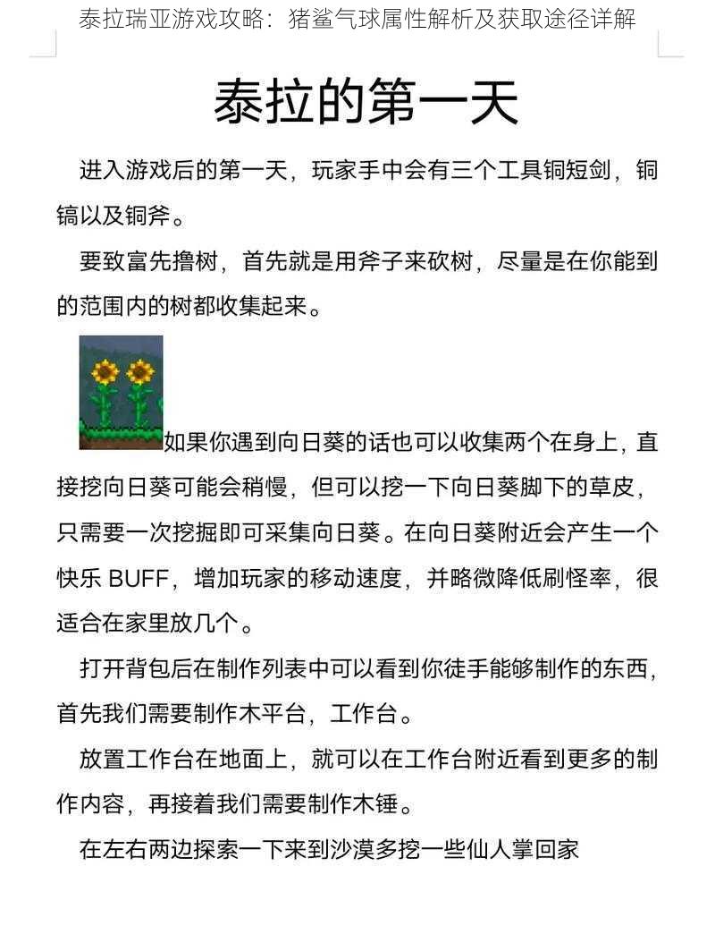 泰拉瑞亚游戏攻略：猪鲨气球属性解析及获取途径详解