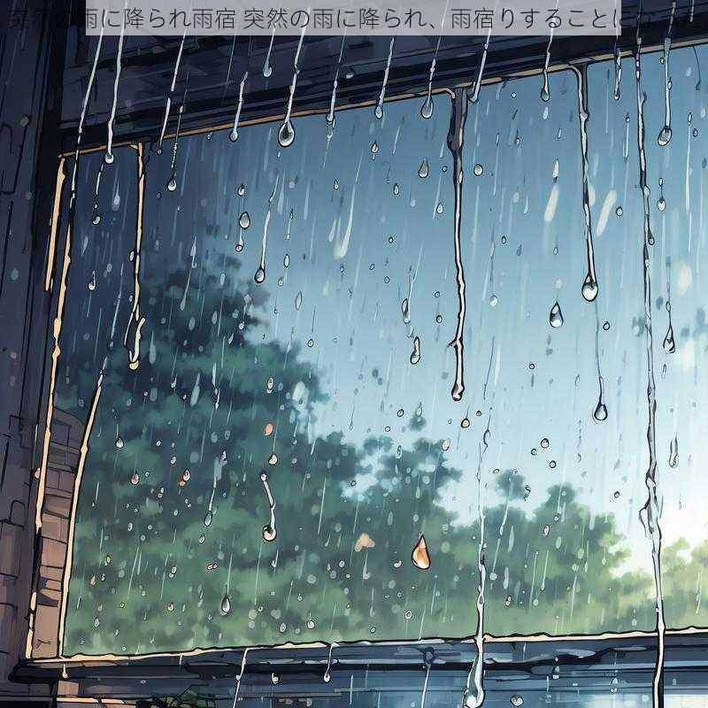 突然の雨に降られ雨宿 突然の雨に降られ、雨宿りすることになった