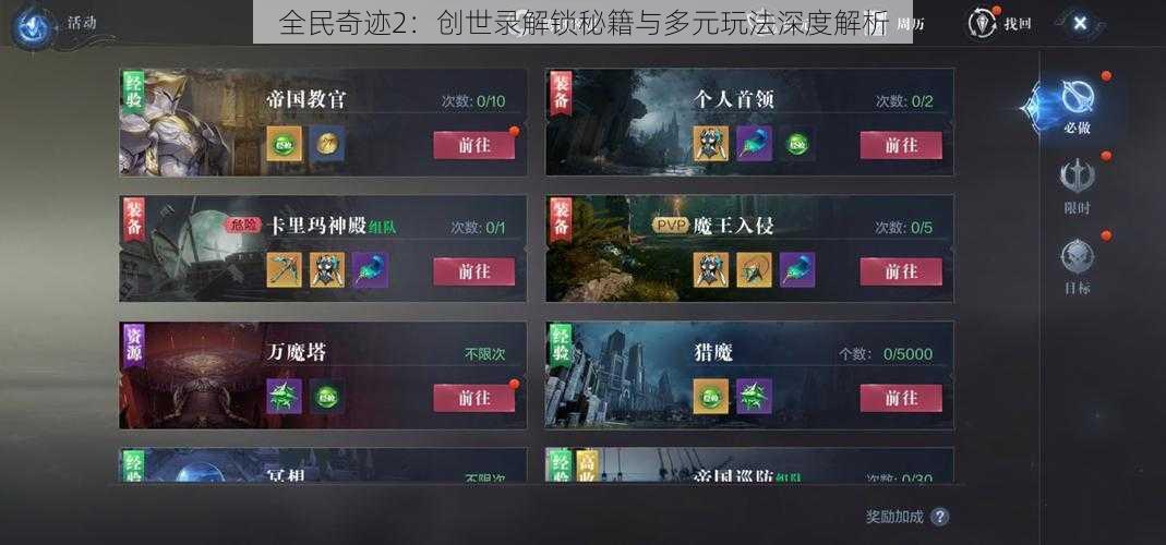 全民奇迹2：创世录解锁秘籍与多元玩法深度解析