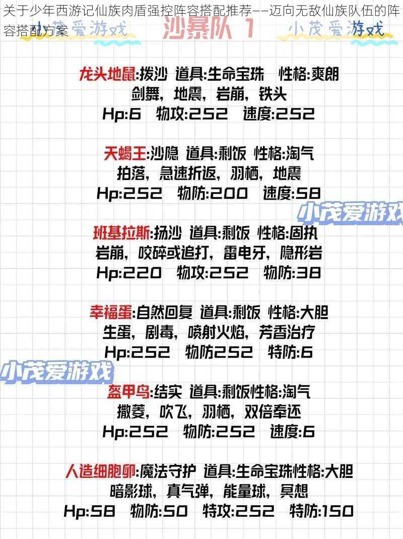 关于少年西游记仙族肉盾强控阵容搭配推荐——迈向无敌仙族队伍的阵容搭配方案