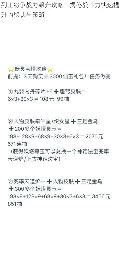 列王纷争战力飙升攻略：揭秘战斗力快速提升的秘诀与策略