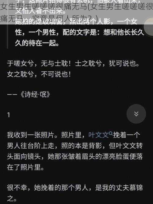 女生男生嗟嗟嗟很痛无马(女生男生嗟嗟嗟很痛无马，究竟是何人所为？)