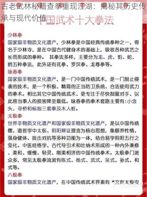 古老武林秘籍查拳重现江湖：揭秘其历史传承与现代价值