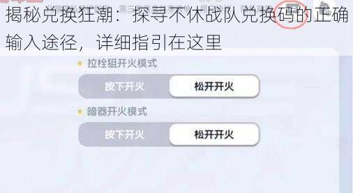 揭秘兑换狂潮：探寻不休战队兑换码的正确输入途径，详细指引在这里