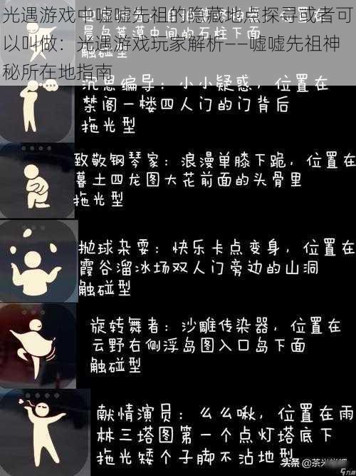 光遇游戏中嘘嘘先祖的隐藏地点探寻或者可以叫做：光遇游戏玩家解析——嘘嘘先祖神秘所在地指南