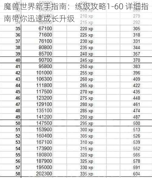 魔兽世界新手指南：练级攻略1-60 详细指南带你迅速成长升级