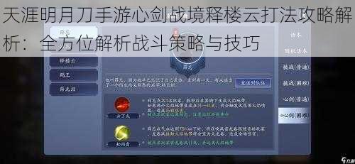 天涯明月刀手游心剑战境释楼云打法攻略解析：全方位解析战斗策略与技巧